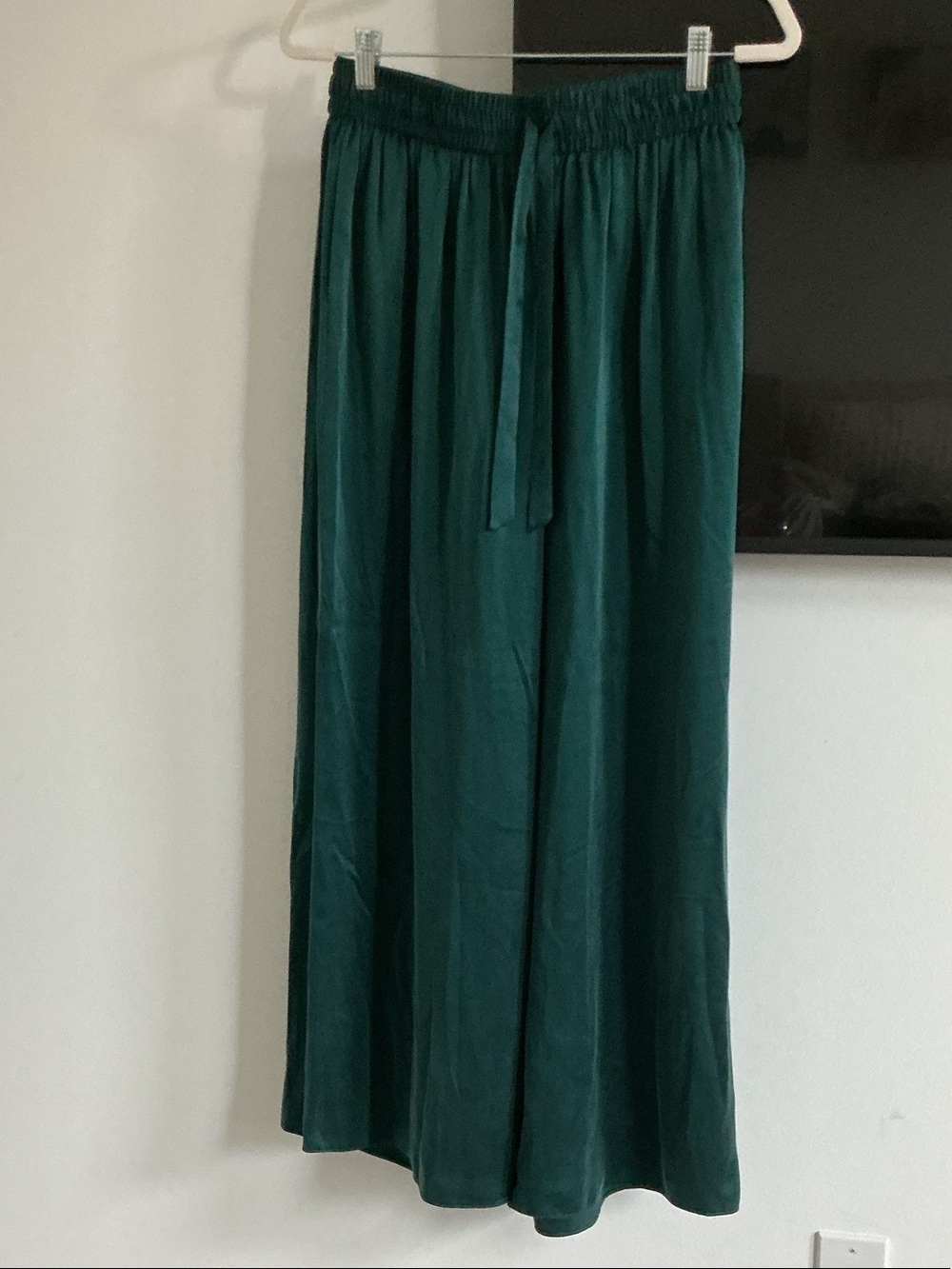 Zimmermann Deep Green Silk Pants with Drawstring Waist